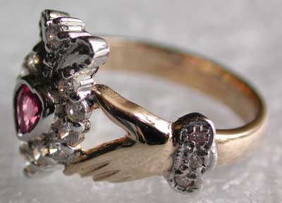 ruby diamonds claddagh ring