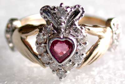 Claddagh engagement ring ruby